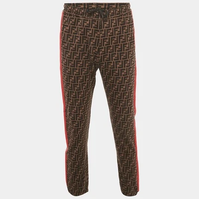 Joggers Fendi Marrón Zucca Monograma Algodón Multicolor Detalle Rayas M Foto 1 de 4