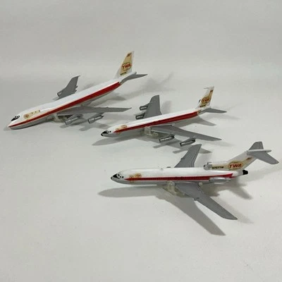 VTG Aero Mini TWA Diecast Airplane Jet 1970s N747TW , N731TW, N727TW Lot Of 3 - Image 1 of 4