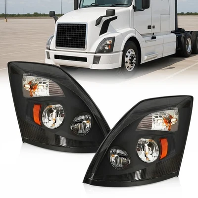 LED Headlights Headlamps Black For Volvo VNL 2004-2017 2018 Driver & Passenger - Изображение 1 из 4