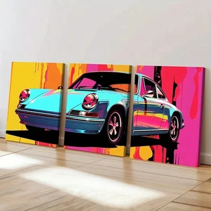 3pcs Classic Porsche 911 Abstract Vintage Wall Art Canvas Framed 50x70cm - Bild 1 von 2