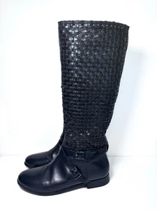 Johnston & Murphy schwarz geflochtenes Leder hoch kniehoch Reitsport Winterstiefel 7,5 - Bild 1 von 8