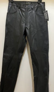 Herren Echtleder Hose Motorradhose, 5 Taschen schwarz Hose Jeans Style - NEU - Bild 1 von 10