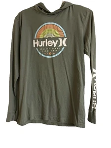 Hurley Long Sleeve Tee Hoodie In Distressed Olive Youth Boys XL - Picture 1 of 2