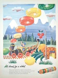 1945 Vintage Lifesavers Fruit Candy Lifesaver Candy Train Illustration Print Ad  - Picture 1 of 1