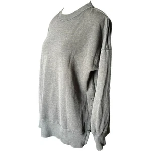 Aerie Sweater Womens XS Pullover Gray Ribbed Slit Hem Distressed Oversized - Picture 1 of 7