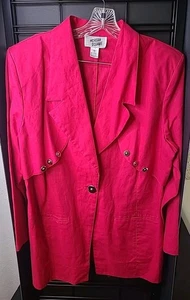 Vtg 80s Morgan Square Womens SZ 20 Lightweight Jacket Casual Blazer Hot Pink - Picture 1 of 9