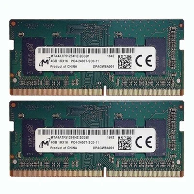 Micron 4GB DDR4 PC4-19200 2400MHz 260pin SODIMM Memory RAM PC4-2400T-SC0-11 x2 - Image 1 of 3