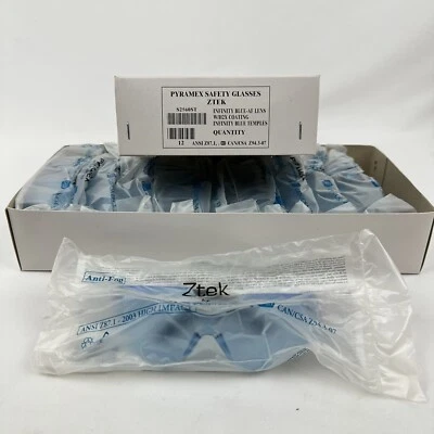 12 Gafas de Seguridad Pyramex S2560ST Ztek Lente Azul Infinito Antiniebla FUNDA COMPLETA Foto 1 de 4