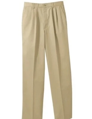 T. Harris London Pants Mens 36 X 34 Beige Pleated  Cotton Chinos Cuffed - Image 1 of 4