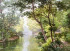 Quiet lake in summer Oil painting Giclee Art Printed on canvas L2511