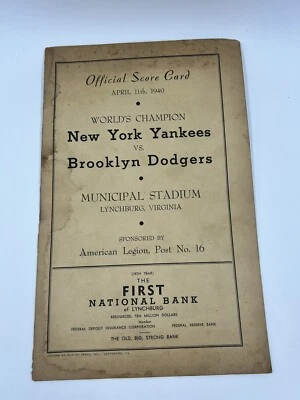 Brooklyn Dodgers Vs NY Yankees 1st  Game In Municipal Stadium Lynchburg VA 1940 - Image 1 of 4