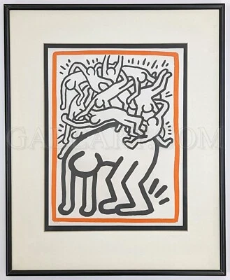 KEITH HARING "FIGHT AIDS WORLDWIDE" 1990 | IMPRESIÓN FIRMADA PATRIMONIAL | GALLART enmarcado Foto 1 de 3