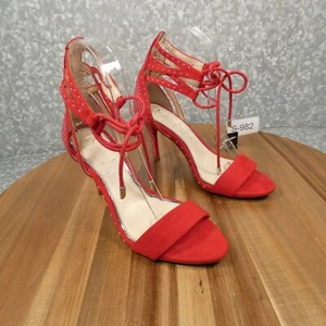 Jessica Simpson Shoes Womens 6.5M Maevi Red Velour Silver Studded Strappy Heel - Picture 1 of 16