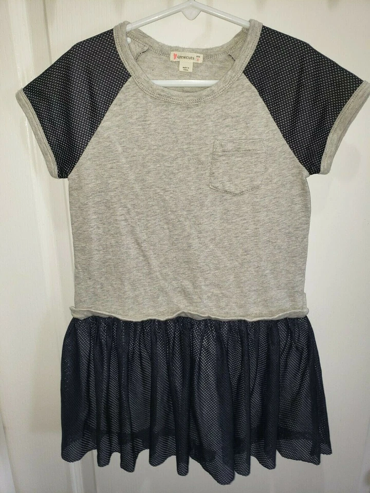 CREW CUTS CREWCUTS girls size 6 GRAY DARK BLUE DRESS short sleeve SCHOOL WEAR CU - Image 1 of 1