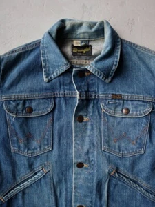 Vintage 70s Wrangler 124MJ Black Tag Denim Jacket Made in USA Band Patches - Picture 1 of 9
