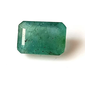 Natural Green Emerald 12.2X8.4 MM Rectangle Faceted Zambian Gemstone 5.00 Carat - Picture 1 of 6