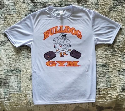 Camiseta Bulldog Gimnasio Culturismo Entrenamiento Blanco/Vintage Dorado/Rojo Poliéster Foto 1 de 2
