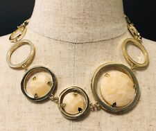 BCBG MAX AZRIA GOLD HOOPS AND STONE STATEMENT NECKLACE