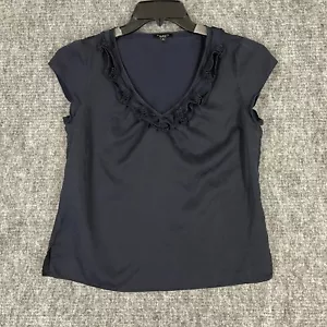 CAMICIA TALBOTS DONNA 6 NERA SETA BERRETTO-MANICA VOLANT BIZ CARRIERA PROFESSIONALE - Foto 1 di 9