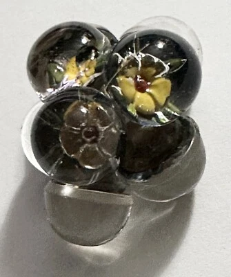 Lot of 8 Antique Lampwork Glass Flower Shank Dome Buttons True Vintage - Image 1 of 4