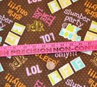 JoAnn Flowers Peace Signs & More On Brown Cotton Flannel 1/2 Yard