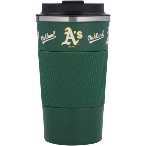 Oakland Athletics 18oz Coffee Tumbler with Silicone Grip Cover