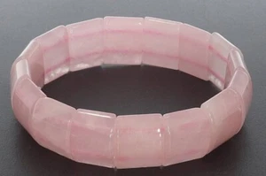  Rosenquarz Design gewölbt Schmuck Stretch Edelstein Armband 15x15mm A178 - Bild 1 von 1