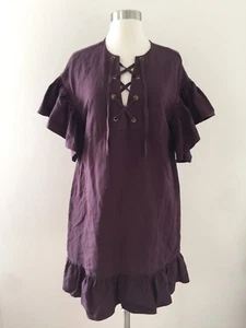 NUEVO $345 ULLA JOHNSON MARIANNE TWILL CORDÓN VESTIDO DE TURNO SZ 2 BORDEAUX G8523 - Imagen 1 de 11