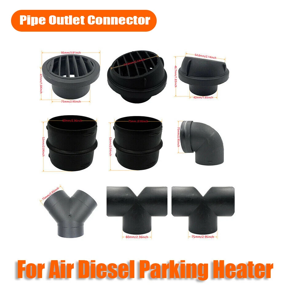 42 60 75MM Y T-Stück Rohrverbinder Verbindung Auslauf Für Luft Diesel Heizung