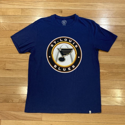 '47 Brand St. Louis Blues Logo T-Shirt Short Sleeve Men's Medium Blue NHL Cover