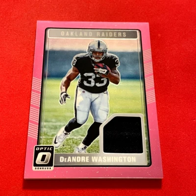 DeAndre Washington .. PINK .. MATERIAL .. Oakland Raiders 2016 Optic MEMORABILIA - Image 1 of 2