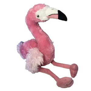 Aurora Flamingo Plush Stuffed Animal Bird Sherbet Pink Fur Floppy Legs Doll Toy - Picture 1 of 5