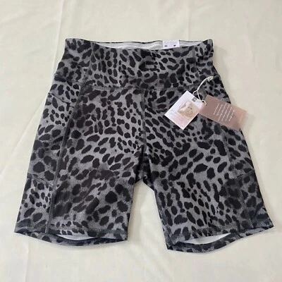 Pantalones Cortos Atléticos Ajustados Jessica Simpson Para Mujer Medianos Negros Gris Leopardo Pull-On Foto 1 de 4