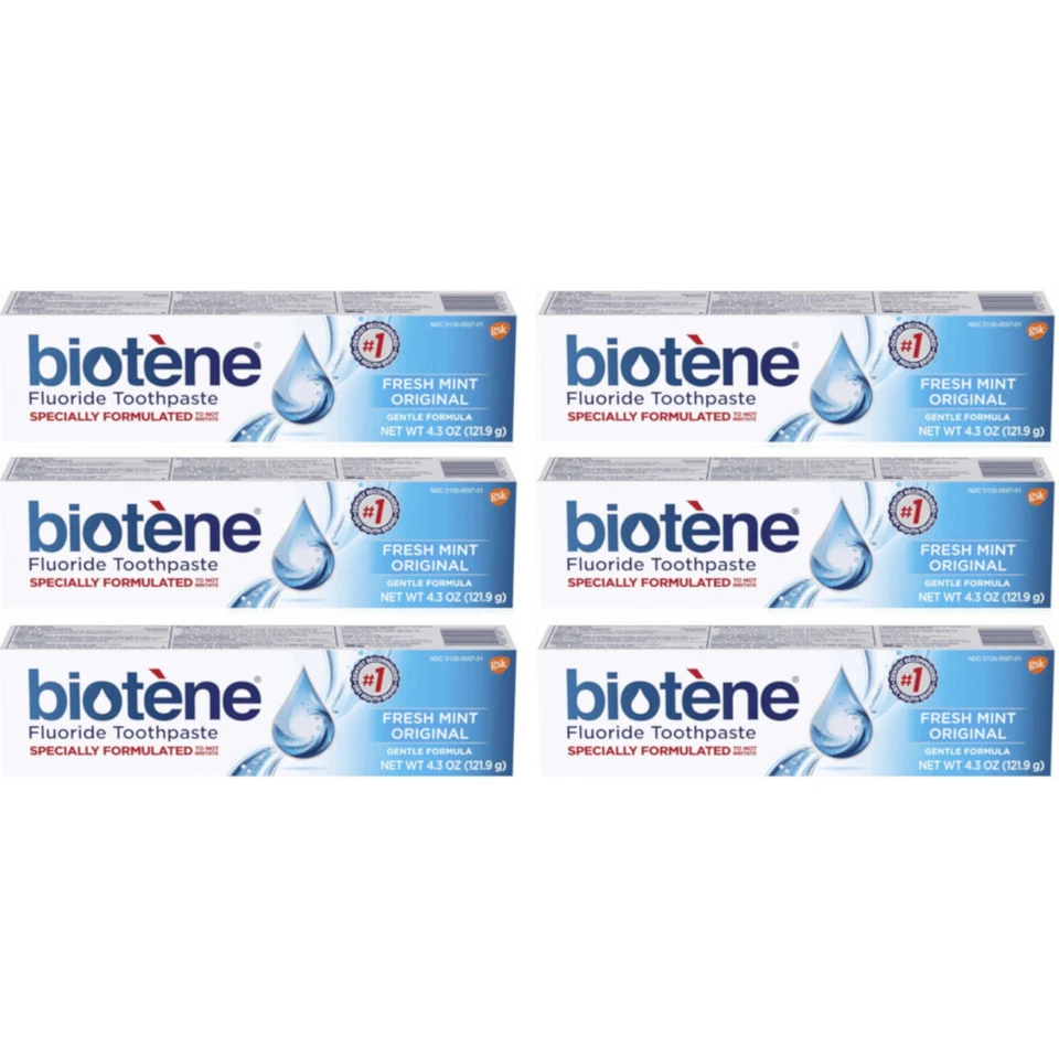 2 Biotene Original Protein-enzyme System Dry Mouth Toothpaste Fresh MINT 4.5 Oz