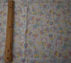 100% cotton fabric 42" x 44" TAF -textile arts and film - rattle keys pacifier - Picture 1 of 3