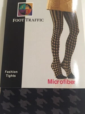 Foot Traffic Women's GREY BLACK HOUNDSTOOTH Tights  ~NEW - Image 1 of 3