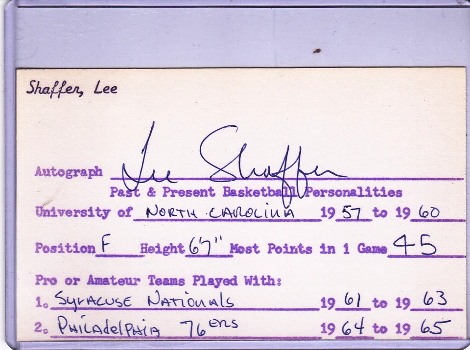 Lee Shaffer UNC Tar Heels 1957 NCAA Champions w Additions - Image 1 of 1