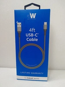 JUST WIRELESS ~4 FT USB-C CABLE ~FOR ANDROID DEVICES ~EXTRA STRENGTH - Picture 1 of 2