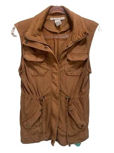 American Rag Suede Soft Sleeveless Jacket Zip Snap Up Pockets Brown Size Medium - Picture 1 of 5