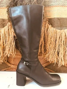KENNETH COLE REACTION WOMEN'S BLACK LEATHER SIDE RING LEADER HEEL BOOTS 7 - Picture 1 of 9
