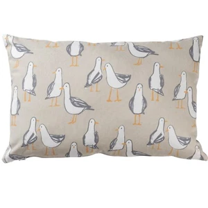 Seagull XL Rectangular Cushion in Taupe Beige. Cartoon Nautical Print. 23x15" - Picture 1 of 4