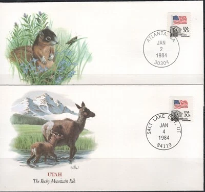 US Scott #1894 on two Fleetwood Baby Wildlife of the 50 States coverrs - Image 1 of 2