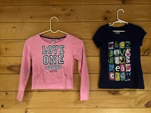 Justice Girls Size 7 Love Themed Shirts Lot of 2 - Picture 1 of 6