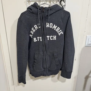 Vintage Abercrombie & Fitch Men's Full Zip Sherpa Lined Gray Hoodie Size Large L - Picture 1 of 10