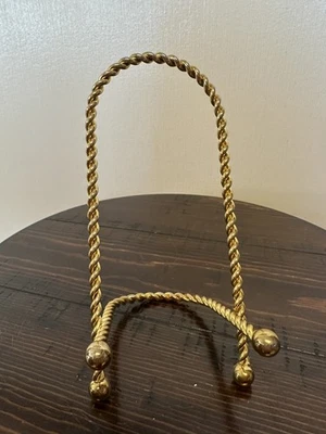 Soporte de exhibición de alambre de latón retorcido de colección caballete de imagen soporte de placa dorado 8,5 pulgadas de alto Foto 1 de 4