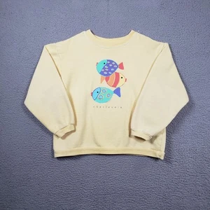 Fresh Produce Sweatshirt Youth 5 Yellow Charlevoix Fish 100%Cotton Crew USA Made - Picture 1 of 11