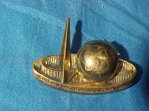 1939 NY WORLDS FAIR Souvenir PIN w HINGED SPHERE For PHOTO - Picture 1 of 3