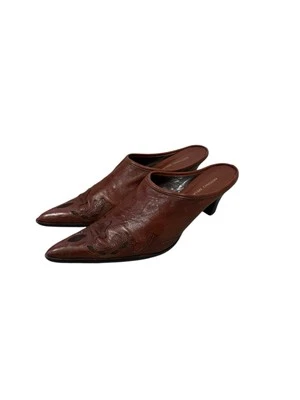 Antonio Melani Marrón Tooled Tallado Western Punta Punta Mula Gatito Tacón Mujer 9M Foto 1 de 4