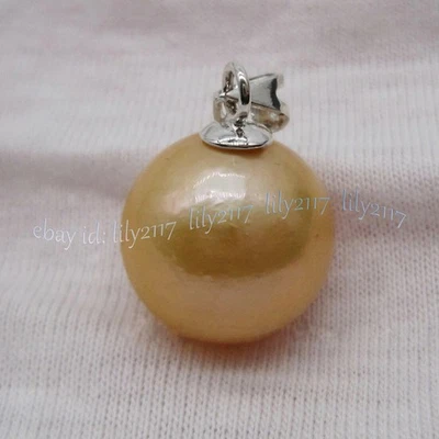 Precioso Colgante AAA Genuino Natural Redondo Perla Oro Mar del Sur Oro 14k 9-13mm Foto 1 de 4