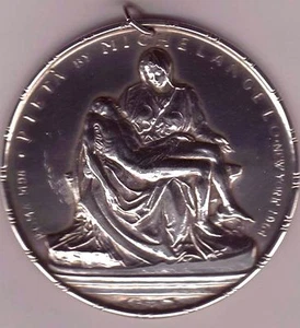 1964 Towle Pieta Sterling New York Worlds Fair Vatican Medallion Xmas Ornament - Picture 1 of 3